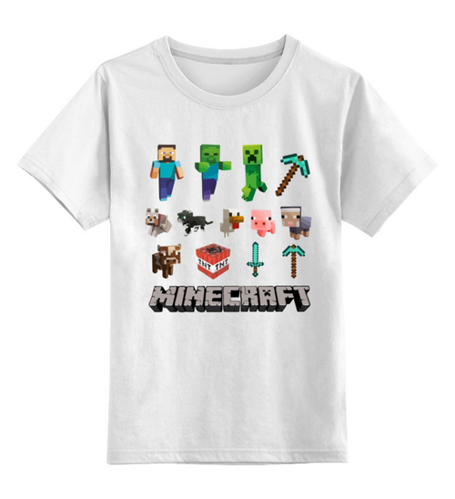 Заказать детскую футболку в Москве. Детская футболка классическая унисекс Майнкрафт Minecraft  от MariYang  - готовые дизайны и нанесение принтов.