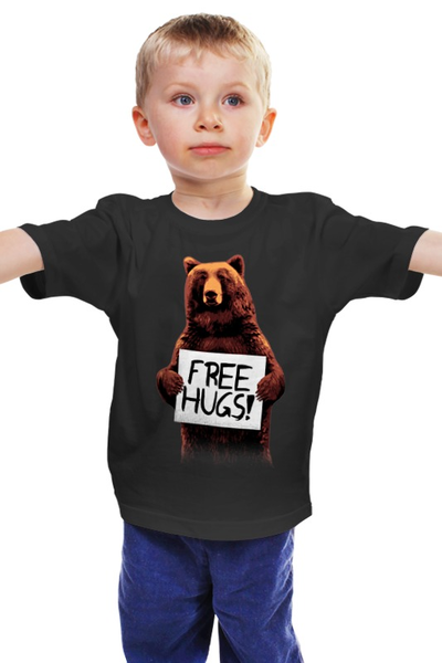 Заказать детскую футболку в Москве. Детская футболка классическая унисекс Бесплатные объятия от printik - готовые дизайны и нанесение принтов.