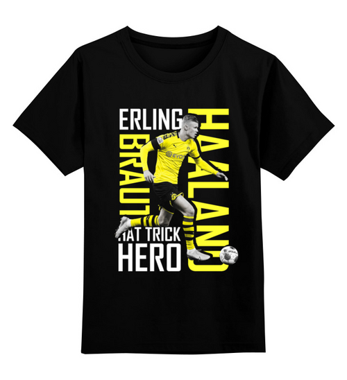 Заказать детскую футболку в Москве. Детская футболка классическая унисекс Эрлинг Холанд  от geekbox - готовые дизайны и нанесение принтов.