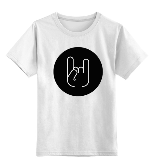 Заказать детскую футболку в Москве. Детская футболка классическая унисекс Иконка с жестом "Рок-н-ролл" от Metronomy - готовые дизайны и нанесение принтов.