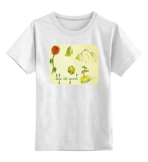 Заказать детскую футболку в Москве. Детская футболка классическая унисекс Горы, сосны и цветы от mrs-snit@yandex.ru - готовые дизайны и нанесение принтов.