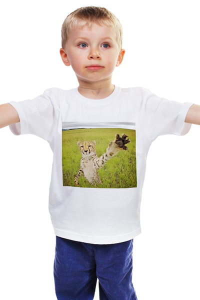Заказать детскую футболку в Москве. Детская футболка классическая унисекс Тигр Дай пять от Aleksey Sinyakov - готовые дизайны и нанесение принтов.