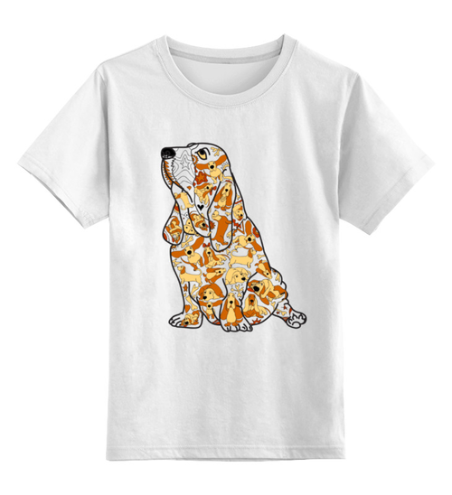 Заказать детскую футболку в Москве. Детская футболка классическая унисекс смешная собака бассет от Игма - готовые дизайны и нанесение принтов.