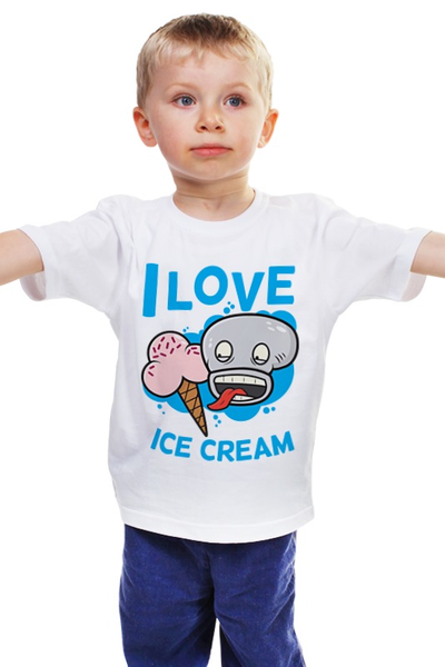 Заказать детскую футболку в Москве. Детская футболка классическая унисекс Я люблю мороженое от hideo_kojima - готовые дизайны и нанесение принтов.