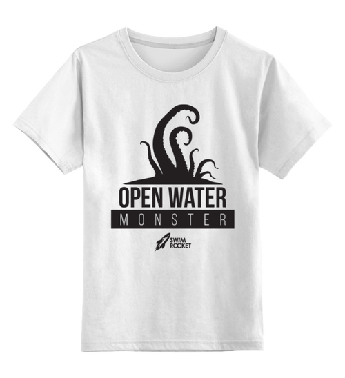 Заказать детскую футболку в Москве. Детская футболка классическая унисекс Open Water Monster от Swimrocket - школа плавания - готовые дизайны и нанесение принтов.
