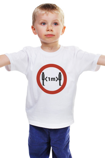 Заказать детскую футболку в Москве. Детская футболка классическая унисекс Коронавирус - Соблюдай дистанцию от MariYang  - готовые дизайны и нанесение принтов.