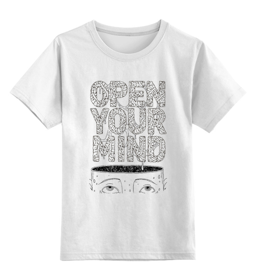 Заказать детскую футболку в Москве. Детская футболка классическая унисекс Open your mind от Blue whale - готовые дизайны и нанесение принтов.