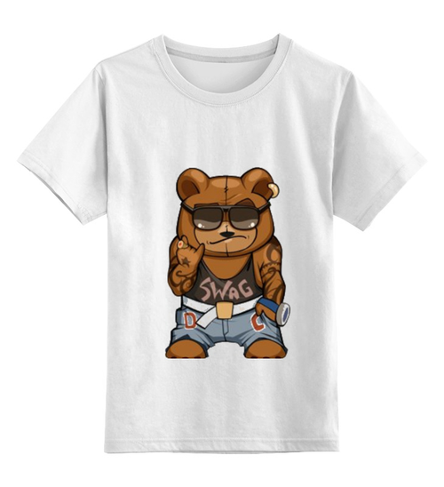Заказать детскую футболку в Москве. Детская футболка классическая унисекс Swag мишка от Sergio Happy - готовые дизайны и нанесение принтов.