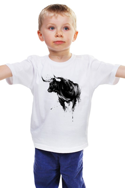 Заказать детскую футболку в Москве. Детская футболка классическая унисекс Черный Бык от printik - готовые дизайны и нанесение принтов.