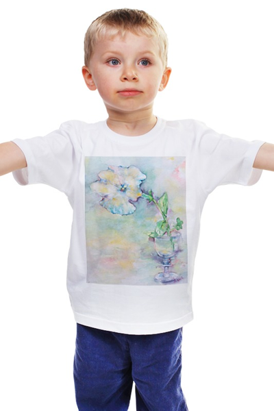 Заказать детскую футболку в Москве. Детская футболка классическая унисекс Белая Мальва от Anna Lomachenko - готовые дизайны и нанесение принтов.