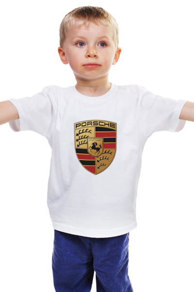 Заказать детскую футболку в Москве. Детская футболка классическая унисекс Porsche от DESIGNER   - готовые дизайны и нанесение принтов.