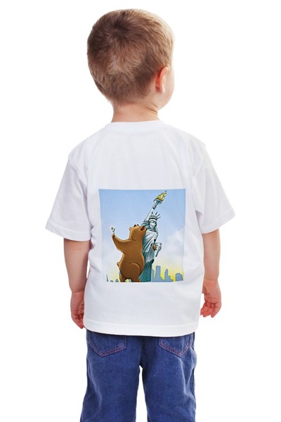 Заказать детскую футболку в Москве. Детская футболка классическая унисекс От России с приветом,Америка! от Алина - готовые дизайны и нанесение принтов.