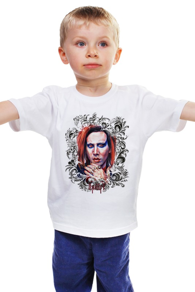 Заказать детскую футболку в Москве. Детская футболка классическая унисекс Marilyn Manson от Инна Вольвак - готовые дизайны и нанесение принтов.