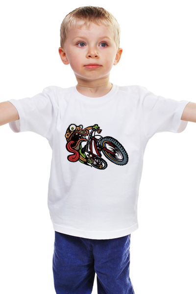 Заказать детскую футболку в Москве. Детская футболка классическая унисекс Зомби на велосипеде  от ПРИНТЫ ПЕЧАТЬ  - готовые дизайны и нанесение принтов.