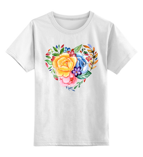 Заказать детскую футболку в Москве. Детская футболка классическая унисекс ЦВЕТОЧНОЕ СЕРДЦЕ от cooldesign  - готовые дизайны и нанесение принтов.