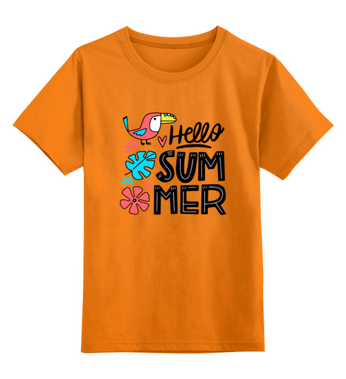 Заказать детскую футболку в Москве. Детская футболка классическая унисекс Hello Summer от T-shirt print  - готовые дизайны и нанесение принтов.