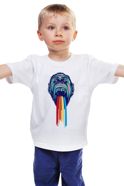 Заказать детскую футболку в Москве. Детская футболка классическая унисекс обезьяна-радуга от DenTen - готовые дизайны и нанесение принтов.