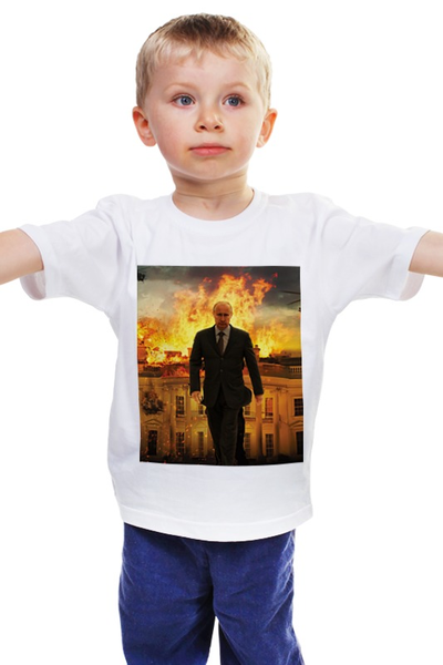 Заказать детскую футболку в Москве. Детская футболка классическая унисекс Путин В.В. от Тима Старк - готовые дизайны и нанесение принтов.