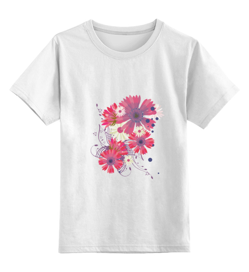 Заказать детскую футболку в Москве. Детская футболка классическая унисекс Flowers от Printio - готовые дизайны и нанесение принтов.