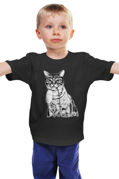 Заказать детскую футболку в Москве. Детская футболка классическая унисекс Кот-хипстер и мышь от ivalena - готовые дизайны и нанесение принтов.