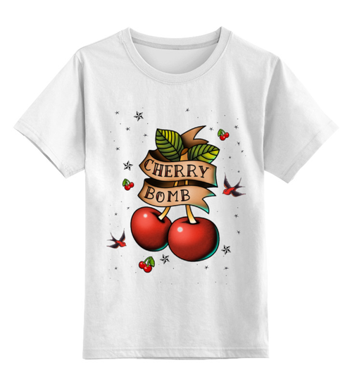 Заказать детскую футболку в Москве. Детская футболка классическая унисекс Cherry Bomb от shap - готовые дизайны и нанесение принтов.