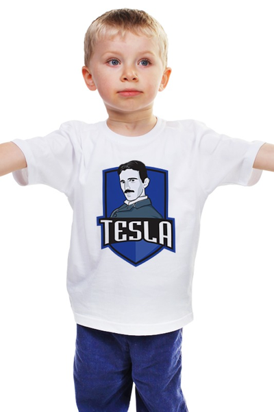 Заказать детскую футболку в Москве. Детская футболка классическая унисекс Никола Тесла от Азамат Габдрахимов - готовые дизайны и нанесение принтов.