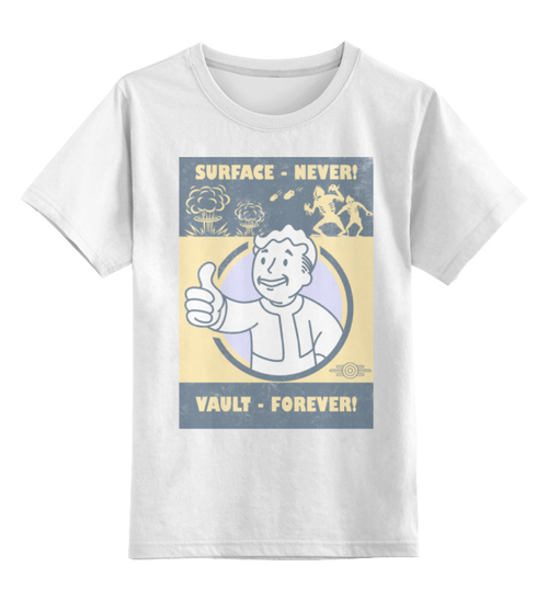 Заказать детскую футболку в Москве. Детская футболка классическая унисекс Fallout. Vault - forever! от geekbox - готовые дизайны и нанесение принтов.