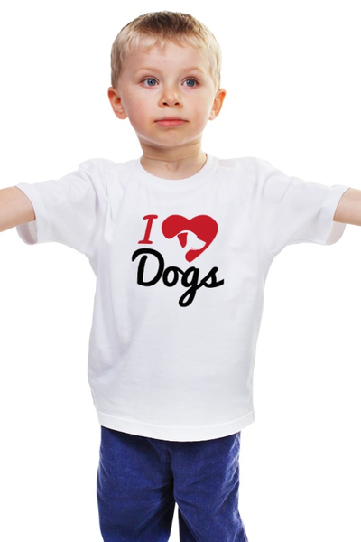 Заказать детскую футболку в Москве. Детская футболка классическая унисекс Люблю Собак от fanart - готовые дизайны и нанесение принтов.