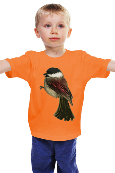 Заказать детскую футболку в Москве. Детская футболка классическая унисекс Птичка-синичка (черношапочная гаечка) от BAD OWL - готовые дизайны и нанесение принтов.