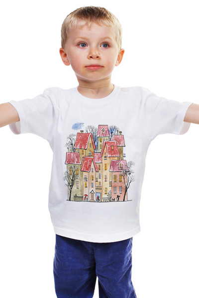 Заказать детскую футболку в Москве. Детская футболка классическая унисекс Домики от Лада Морозова - готовые дизайны и нанесение принтов.