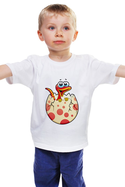 Заказать детскую футболку в Москве. Детская футболка классическая унисекс Новорождённый динозаврик от Amerikanka - готовые дизайны и нанесение принтов.