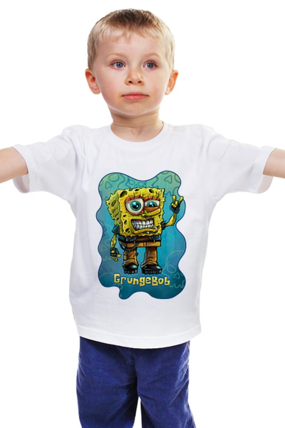 Заказать детскую футболку в Москве. Детская футболка классическая унисекс Grungebob от alferxv - готовые дизайны и нанесение принтов.