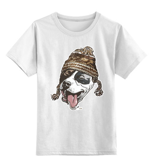 Заказать детскую футболку в Москве. Детская футболка классическая унисекс Собака в шапке от printik - готовые дизайны и нанесение принтов.