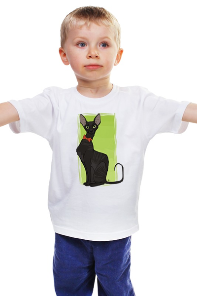 Заказать детскую футболку в Москве. Детская футболка классическая унисекс Чёрная кошка от fanart - готовые дизайны и нанесение принтов.