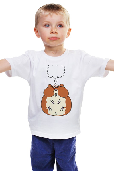 Заказать детскую футболку в Москве. Детская футболка классическая унисекс Хомячёк думает от Wax  - готовые дизайны и нанесение принтов.