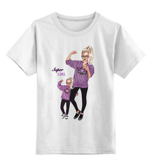 Заказать детскую футболку в Москве. Детская футболка классическая унисекс Super Girl 💕 от @kristy_art_k  - готовые дизайны и нанесение принтов.