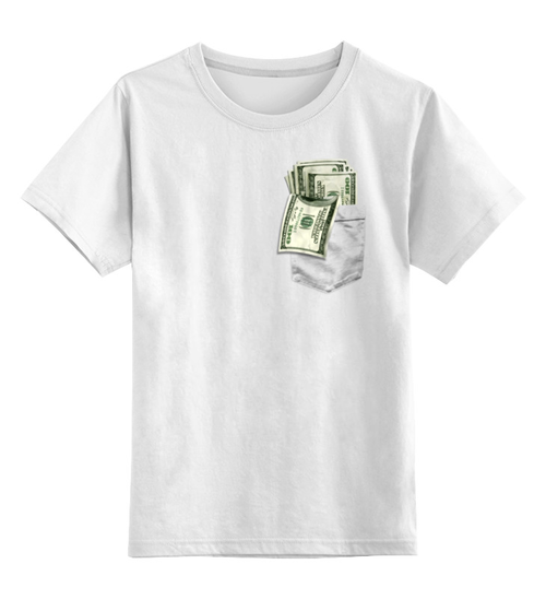 Заказать детскую футболку в Москве. Детская футболка классическая унисекс Деньги в кармане от printik - готовые дизайны и нанесение принтов.