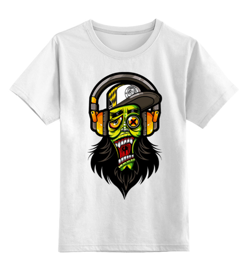 Заказать детскую футболку в Москве. Детская футболка классическая унисекс Зомби меломан от Leichenwagen - готовые дизайны и нанесение принтов.