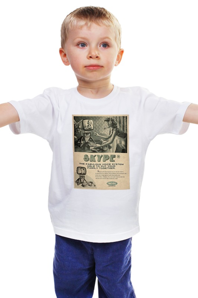 Заказать детскую футболку в Москве. Детская футболка классическая унисекс Skype retro white от aav - готовые дизайны и нанесение принтов.