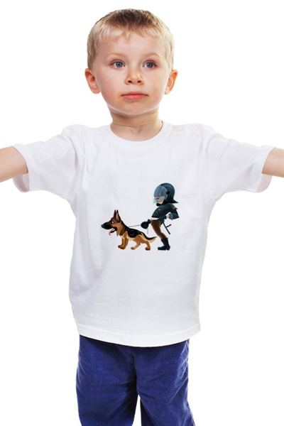 Заказать детскую футболку в Москве. Детская футболка классическая унисекс Коп с собакой от Yaroslava - готовые дизайны и нанесение принтов.