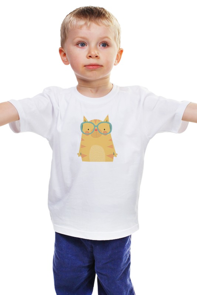 Заказать детскую футболку в Москве. Детская футболка классическая унисекс Умная кошка от catification - готовые дизайны и нанесение принтов.