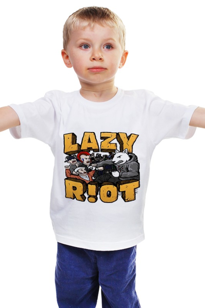 Заказать детскую футболку в Москве. Детская футболка классическая унисекс Lazy riot от Серега Шнайдер - готовые дизайны и нанесение принтов.