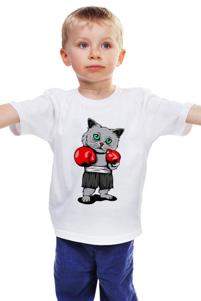 Заказать детскую футболку в Москве. Детская футболка классическая унисекс BoxingCAT от balden - готовые дизайны и нанесение принтов.