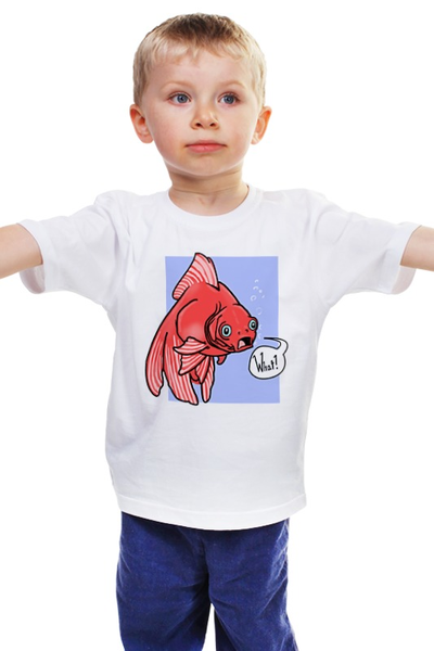 Заказать детскую футболку в Москве. Детская футболка классическая унисекс Недоумевающая глазастая рыба от fuckinjo - готовые дизайны и нанесение принтов.