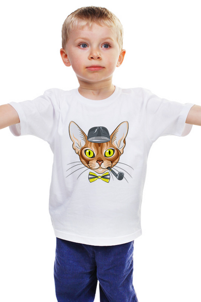 Заказать детскую футболку в Москве. Детская футболка классическая унисекс Кот - Шерлок Холмс от Zamula - готовые дизайны и нанесение принтов.