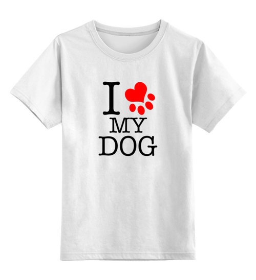 Заказать детскую футболку в Москве. Детская футболка классическая унисекс I love my dog  от ПРИНТЫ ПЕЧАТЬ  - готовые дизайны и нанесение принтов.
