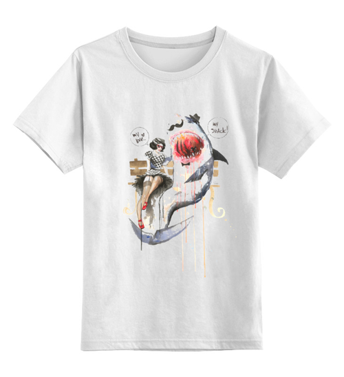 Заказать детскую футболку в Москве. Детская футболка классическая унисекс Mr. Shark от antosha - готовые дизайны и нанесение принтов.