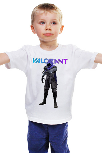 Заказать детскую футболку в Москве. Детская футболка классическая унисекс VALORANT от weeert - готовые дизайны и нанесение принтов.