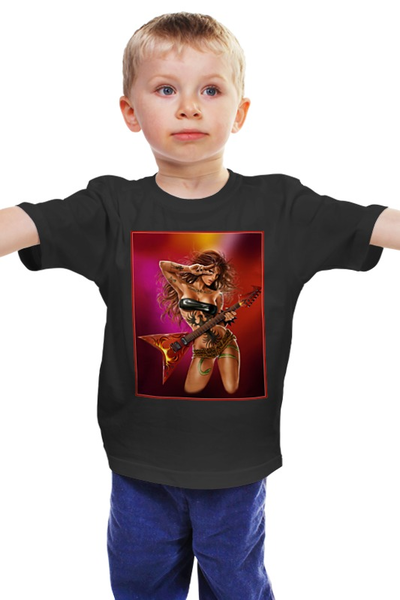 Заказать детскую футболку в Москве. Детская футболка классическая унисекс Rock Girl от Leichenwagen - готовые дизайны и нанесение принтов.
