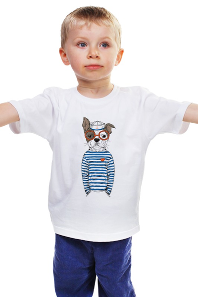 Заказать детскую футболку в Москве. Детская футболка классическая унисекс Бульдожка морячек от sashadasha - готовые дизайны и нанесение принтов.